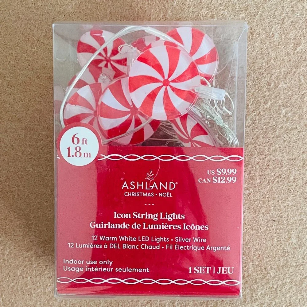 ASHLAND PEPPERMINT CANDY CHRISTMAS KITSCH ICON STRING LIGHTS - RARE